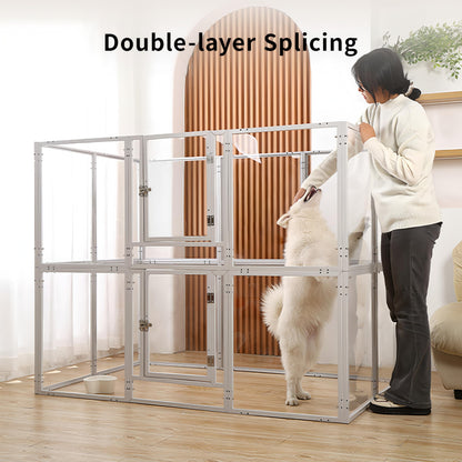 Clear Acrylic Dog Play Pen Indoor Pet Enclosure for Small Dogs & Cats, Outdoor Use with Door, Easy Assemble & Cleaning