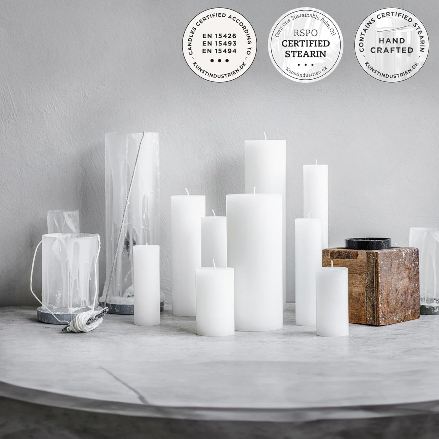 White Pillar Candles, Handmade in Europe, 4 Pack – RSPO Certified, Dripless & Smokeless Velas, Long Burning Candles 70 Hours per Large Candle, Unscented Candle Set (4 pcs, Ø 2.8 in x H 4.7 in, White)