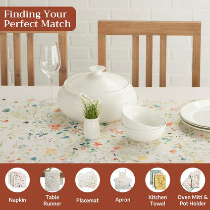 Maison d' Hermine Table Cloth Rectangle Table 100% Cotton 70 x 140 Inches Tablecloth Reusable Decorative for Dining Kitchen Room Farmhouse Home Gifts for Mothers Day Spring Summer - Colmar