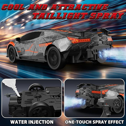 RC Drift Car 1:16 Remote Control Car 2.4Ghz High Speed RC Cars 4WD Racing Sport Toy Cars with LED Lights Spray Drifting Tires 2 Batteries for Kids Boys Girls Adults Birthday Christmas