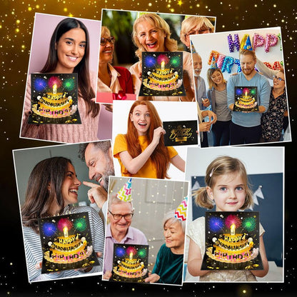 Bevbovcard Pop Up Birthday Cards for Men - LED Light & Music with Blow The Candle, 3D Balloons, Singing Happy Birthday gifts Card for Husband - Women, Kids, Son, Her, & Dad