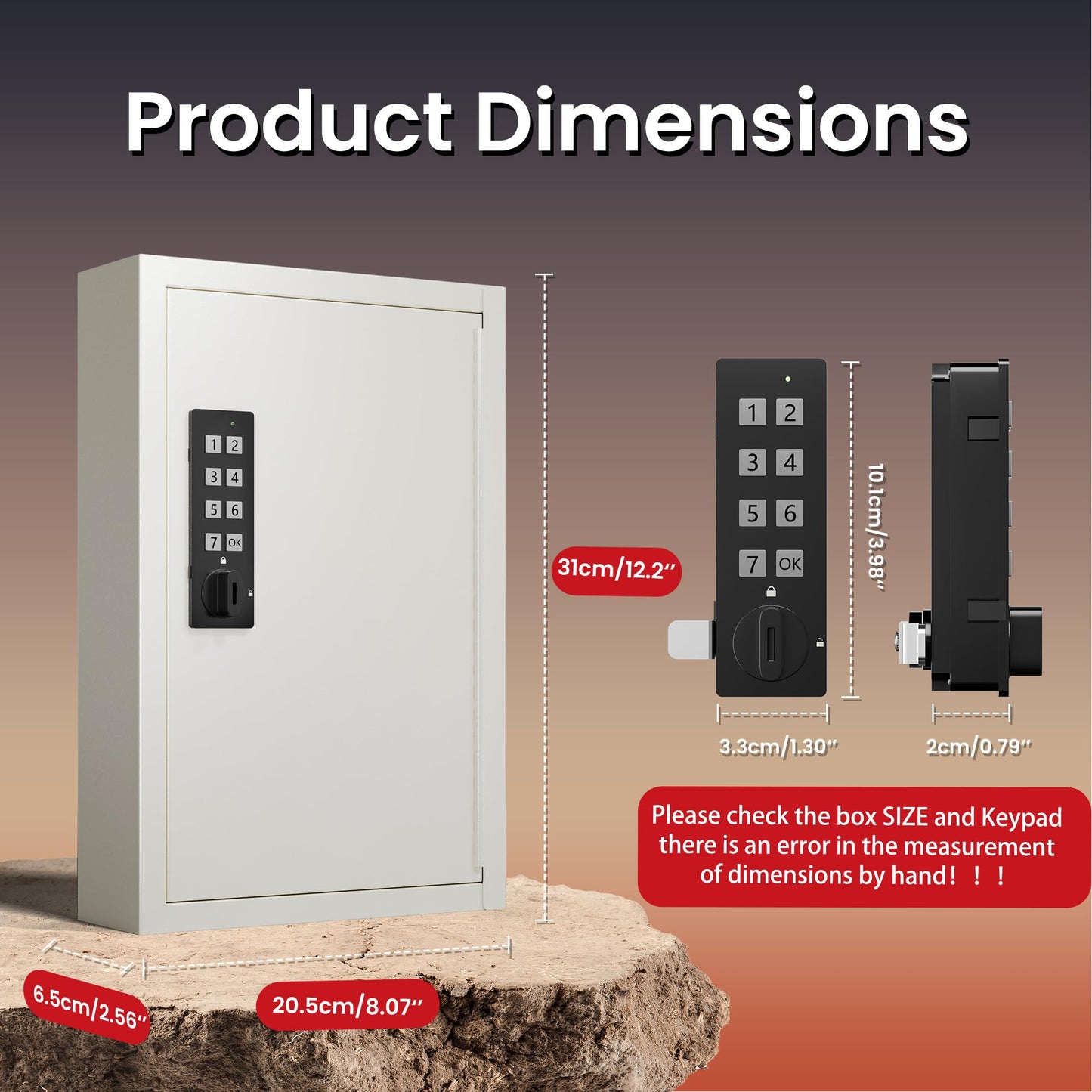 Grimtron 40 Keys Lock Box for Keys with Code, Electronic Key Box Wall Mount Cabinet, Private/Public Mode, Beige