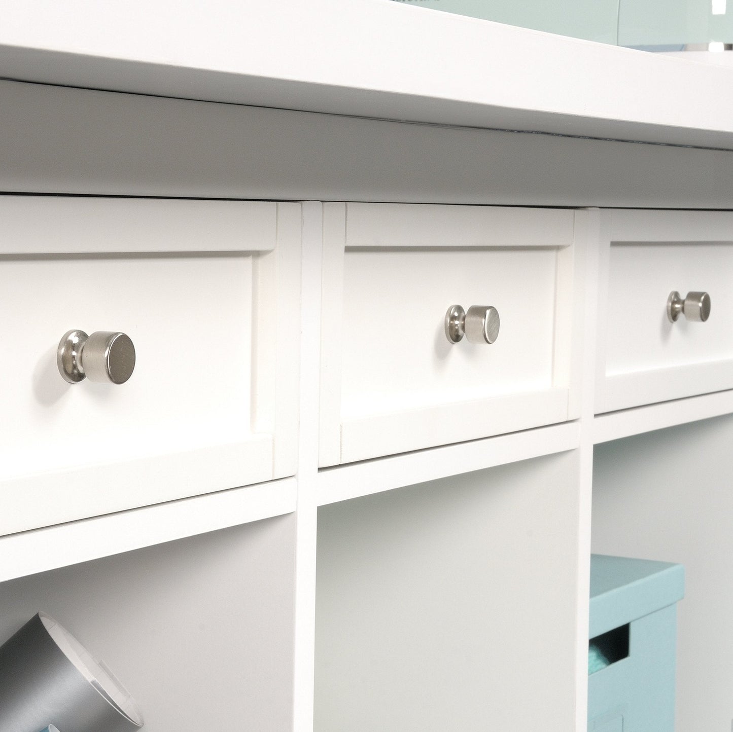 Sauder Craft Pro Series Craft Table/ Pantry cabinets, White finish