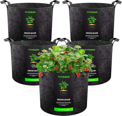 VIVOSUN 15 Gallon Plant Grow Bags - Heavy Duty Nonwoven Fabric Pots with Handles | 5-Pack