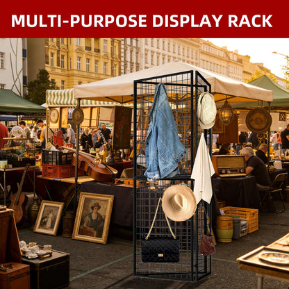 ATOLS 3-Pack Foldable Grid Wall Panels with 20 Hooks - 60" H x 76" W Heavy Duty Wire Grid Display Rack, Portable Z-Unit for Commercial Retail Store, Vendor Booth & Trade Shows