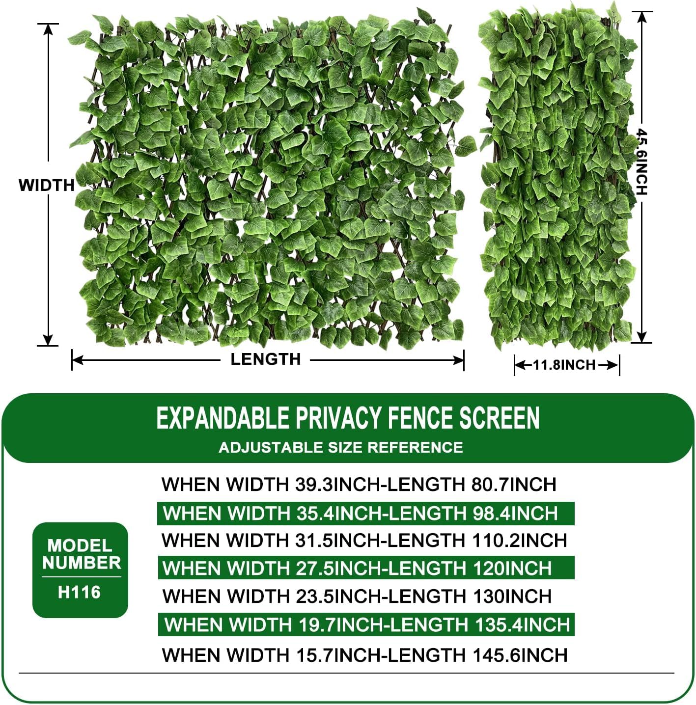 Expandable Fence Privacy Screen for Balcony Patio Outdoor,Decorative Faux Ivy Fencing Panel,Artificial Hedges