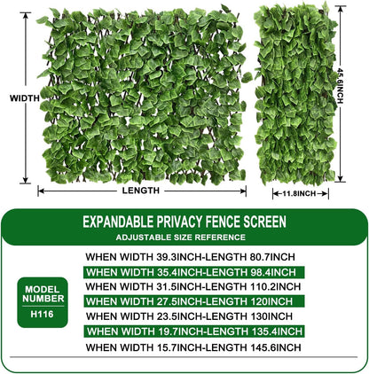 Expandable Fence Privacy Screen for Balcony Patio Outdoor,Decorative Faux Ivy Fencing Panel,Artificial Hedges