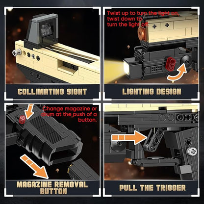 Model Gun Building Blocks Set Building Bricks Toy Guns Guns Buildings Toys for Boys Kids Adults Sniper Set Toy Pistol Model Kit for Military Fan