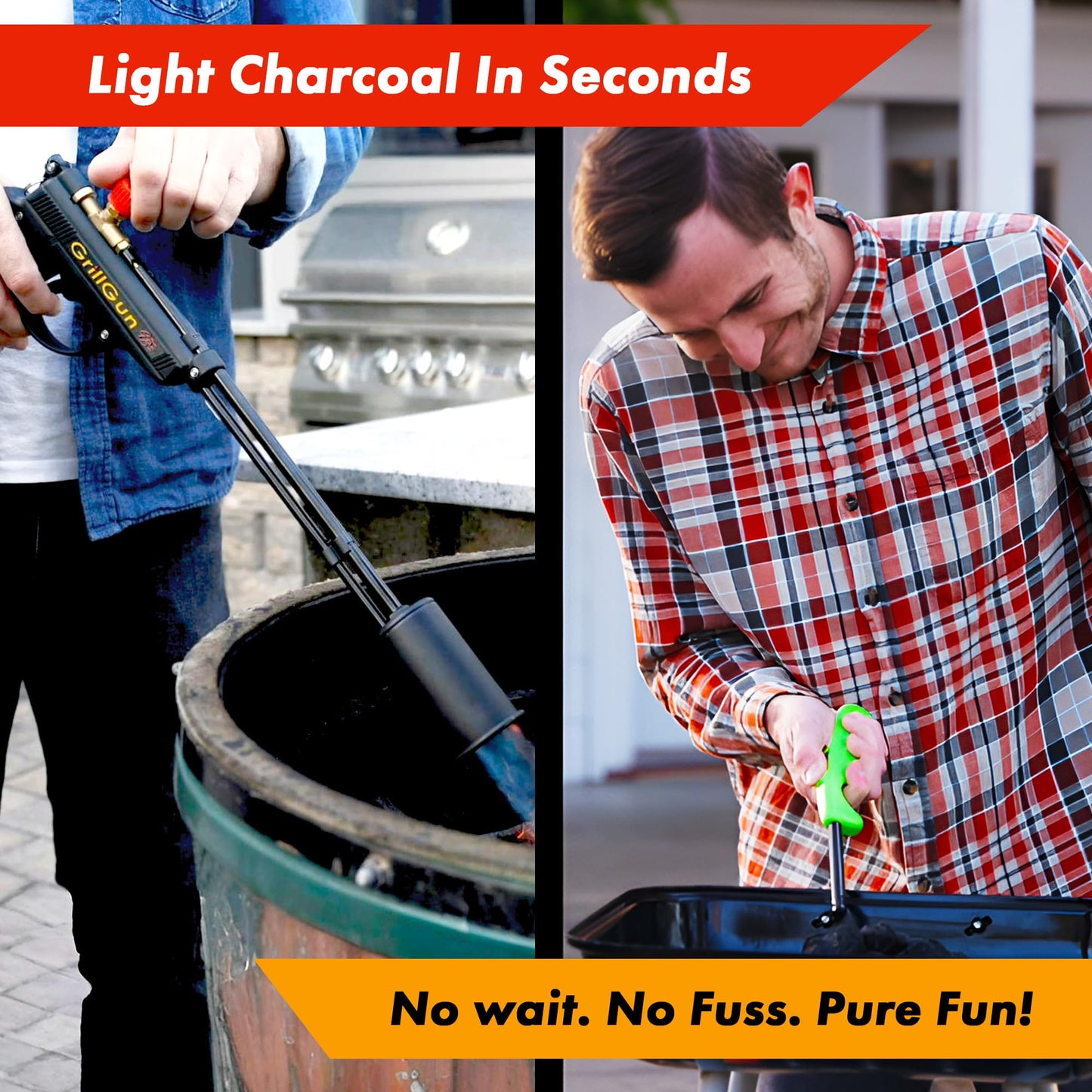 Grillblazer GrillGun Handheld Propane Charcoal Torch – 400,000+ BTU Flame Torch for Instant Charcoal Ignition, Outdoor Cooking, Firepits, Camping, BBQ – Portable High-Power Blowtorch With Stand