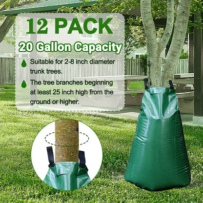 Tanzfrosch 12 Pack 20 Gallon Tree Watering Bags, Reusable, Heavy Duty and Slow Release Gator Bags for Trees, Premium PVC Plant Drip Irrigation Bags,5-8 Hours Releasing Time