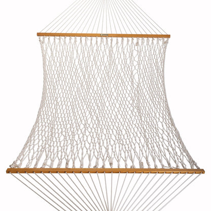 Original Pawleys Island Deluxe Oatmeal DuraCord Rope Hammock – 13 ft. x 65 in, 2-Person, 450 lb Capacity, Oak Spreader Bar, Zinc-Plated Hardware, Handcrafted in the USA