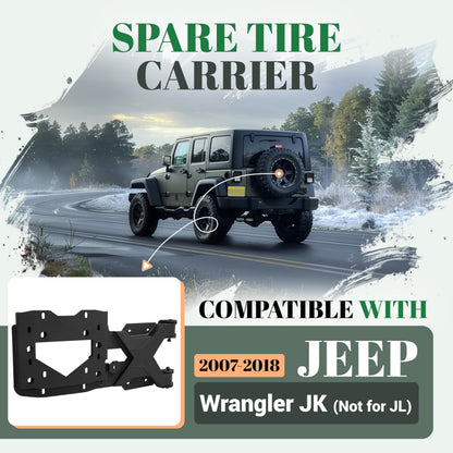 Gelacie Spare Tire Carrier Up to 37 inches Spare Wheel Compatible with 2007-2018 Jeep Wrangler JK Steel Powder Coated Black