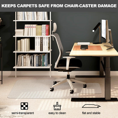 Chair Mat for Carpet- Low Pile (1/4" Thick) Carpet Protector for Office Gaming Computer Desk Chair. Heavy Duty Desk Chair Mat for Carpeted Floors, Semi Transparent