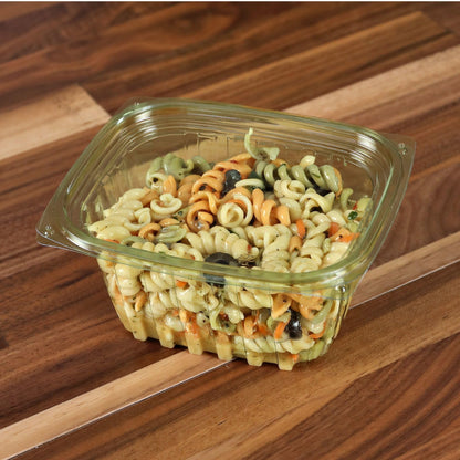 ECO PRODUCTS Compostable 16oz Rectangular Deli Containers With Lids, Case of 300, Veridian Clear Green Meal Prep, Made from PLA, A Renewable Material Made from Plants, One Lid Fits All