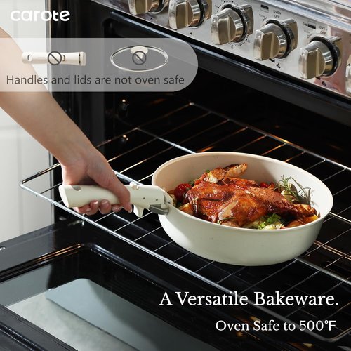CAROTE 19pcs Pots and Pans Set, Nonstick Cookware Set Detachable Handle, Induction Kitchen Cookware Sets Non Stick with Removable Handle, RV Cookware Set, Oven Safe