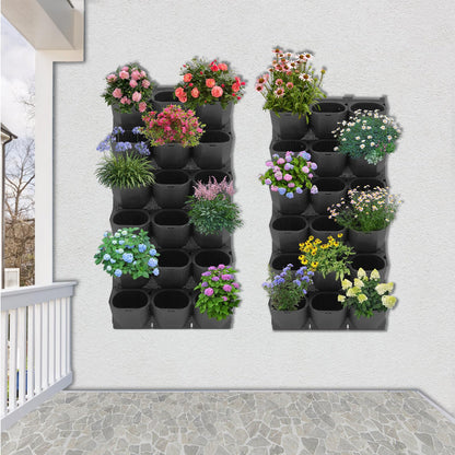 DouSeiAi Wall Mounted Vertical Garden Planter with 36 Pots, Indoor & Outdoor Stackable Wall Planter System for Flowers, Herbs, Vegetables, Space-Saving Living Wall for Home, Balcony, Yard