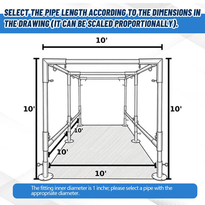 Frienda Flat-Top Canopy Fittings Connects 1" Pipes, 6-Leg Flat-Top Carport Frame Connectors Kit DIY Project for Low-Slope Roof Carport, Shed, Gazebo, Greenhouse, Shelter Deck, Pipes Not Included