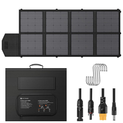 400W Portable Solar Panel, 41V Foldable Solar Panel for Fast Charging Power Station, Multi-Port Wide Compatibility, ETFE Encapsulation IP65 Protection, UL Certified, for Camping, RV, Marine, Off Grid