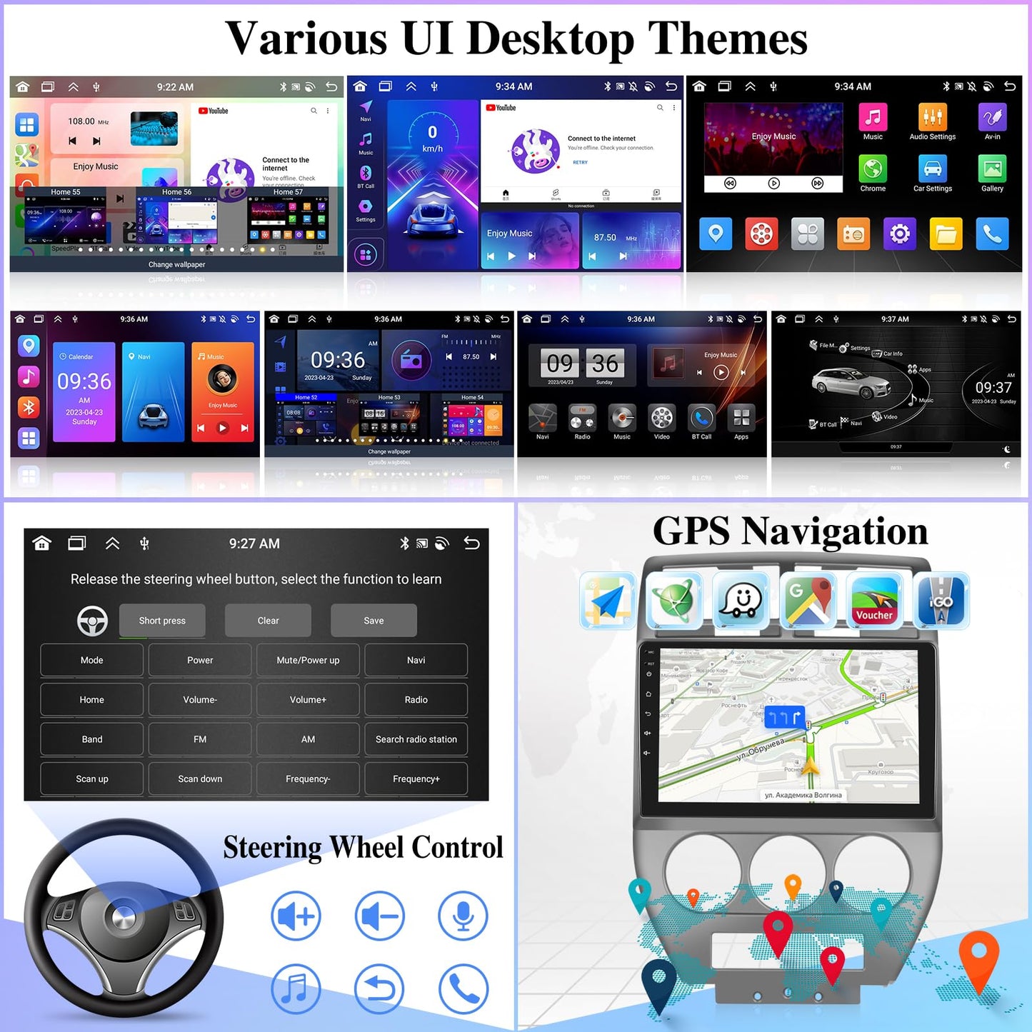[8 Core 4G+64G] Android Car Radio for Jeep Compass Patriot 2007 2008 2009-10.1 inch Touch Screen Car Play Stereo, DSP 32 EQ Audio/IPS Screen/Carplay/Android Auto/SWC/BT 5.0/WiFi