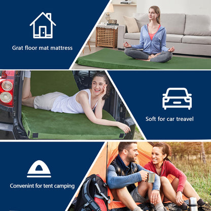 CYMULA CertiPUR-US Memory Foam Camping Mattress Pad, Portable Foam Sleeping Pad for Camping, Roll up Kids Sleeping Mat Floor Mattress Guest Floor Bed for Sleepover, Car, Tent SUV Cot Mattress