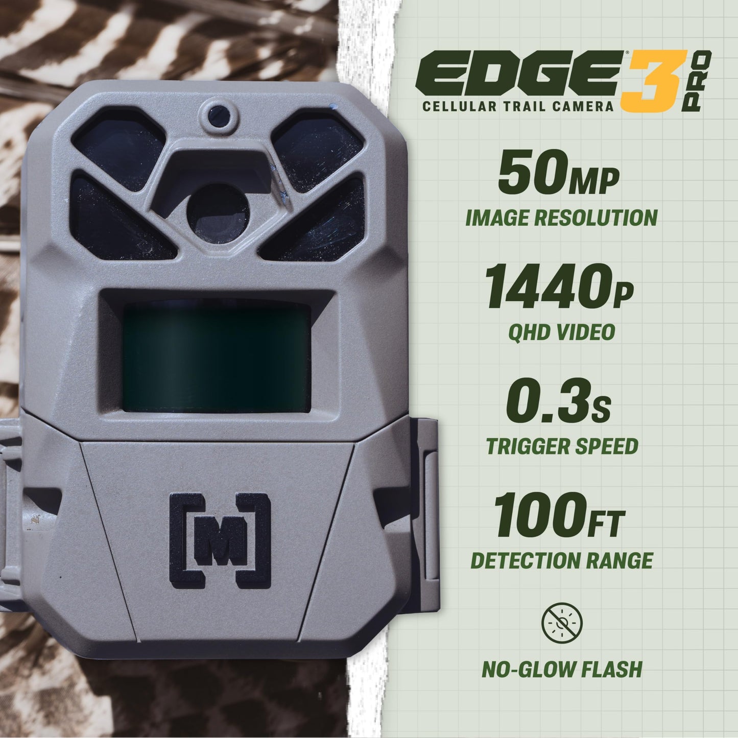 Moultrie Edge 3 PRO Cellular Trail Camera - 50MP Image Sensor - 1440p QHD Video with Audio - AI Buck Detection - GPS - 0.3s Trigger - No-Glow Flash