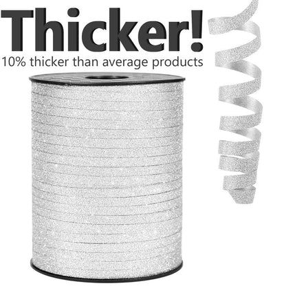 PartyWoo Silver Ribbon - 500 Yard Curling Ribbon for Crafts, Balloons, Gift Wrapping, Florist Flowers (1 Roll)