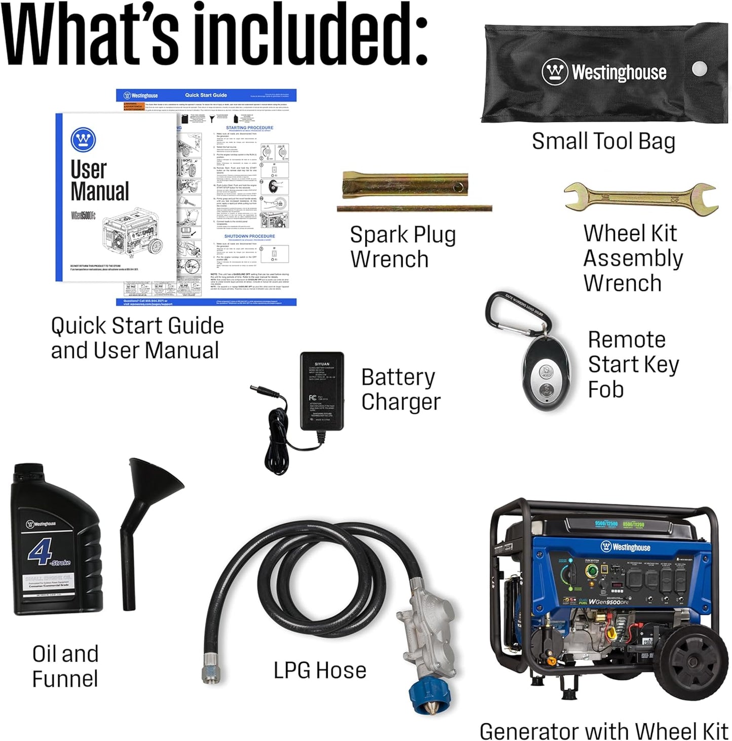 Westinghouse 12500 Peak Watt Dual Fuel Generator - Remote Start, Transfer Switch Ready, CO Sensor