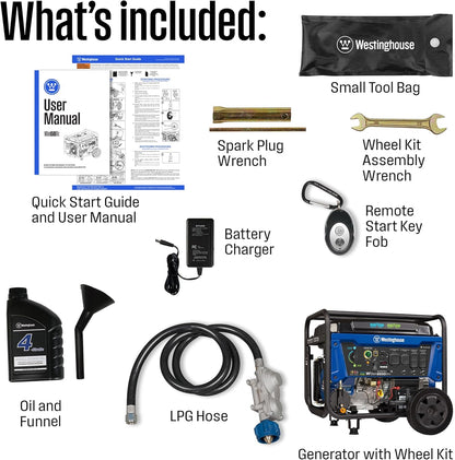 Westinghouse 12500 Peak Watt Dual Fuel Generator - Remote Start, Transfer Switch Ready, CO Sensor