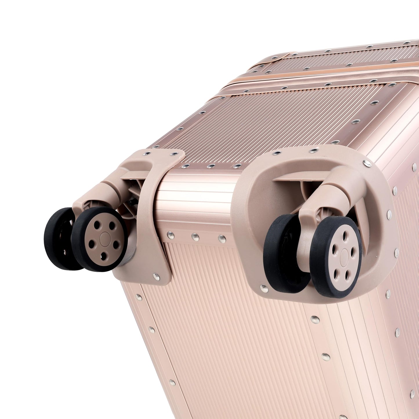 Perle Path All Aluminum Rolling Camera Case, Pilot case, Camera roller bag, Carry on, Hard Shell Photography Equipment suitcase with 4 Wheels and Telescopic Handle (Rose Gold(with camera bag inside))