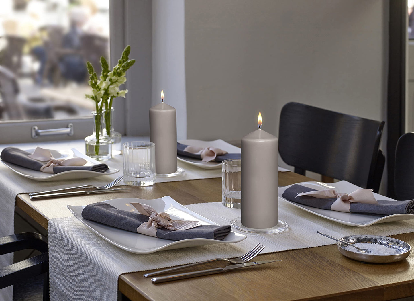 BOLSIUS 10 Grey Pillar Candles - 2.25 x 6 Inches - Premium European Quality - Individually Wrapped - 42 Burn Hours - Dripless Smokeless Unscented Dinner, Wedding, Party, & Restaurant Gray Candles