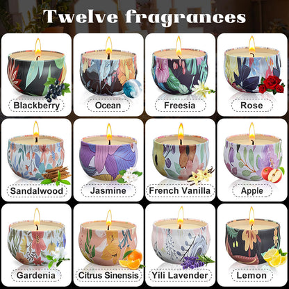 36 Packs Scented Candles Gift Set, Fragrances Candle for Women, 2.5 OZ Portable Jar Candle for for Spa, Yoga, Bath, Aromatherapy, Stress Relief, Floral Pattern