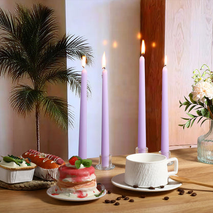 MTLEE 16 Pcs 10 Inch Long Tapered Candle Stick Bulk Smokeless Unscented Burning Candlestick Paraffin Wax with Cotton Wick for Valentine's Day Baby Shower Wedding Holiday Party Church(Light Purple)