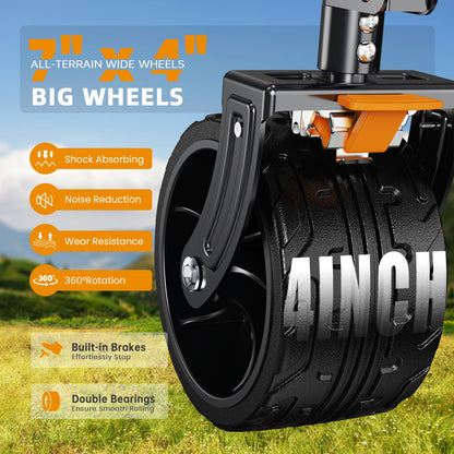 Uyittour Foldable 50''L Extra Long Double Decker Wagon for Sport, 400L Collapsible Heavy Duty Wagon Cart with Big Wheels, Utility All-Terrain Large Extender Cart for Outdoors, Orange