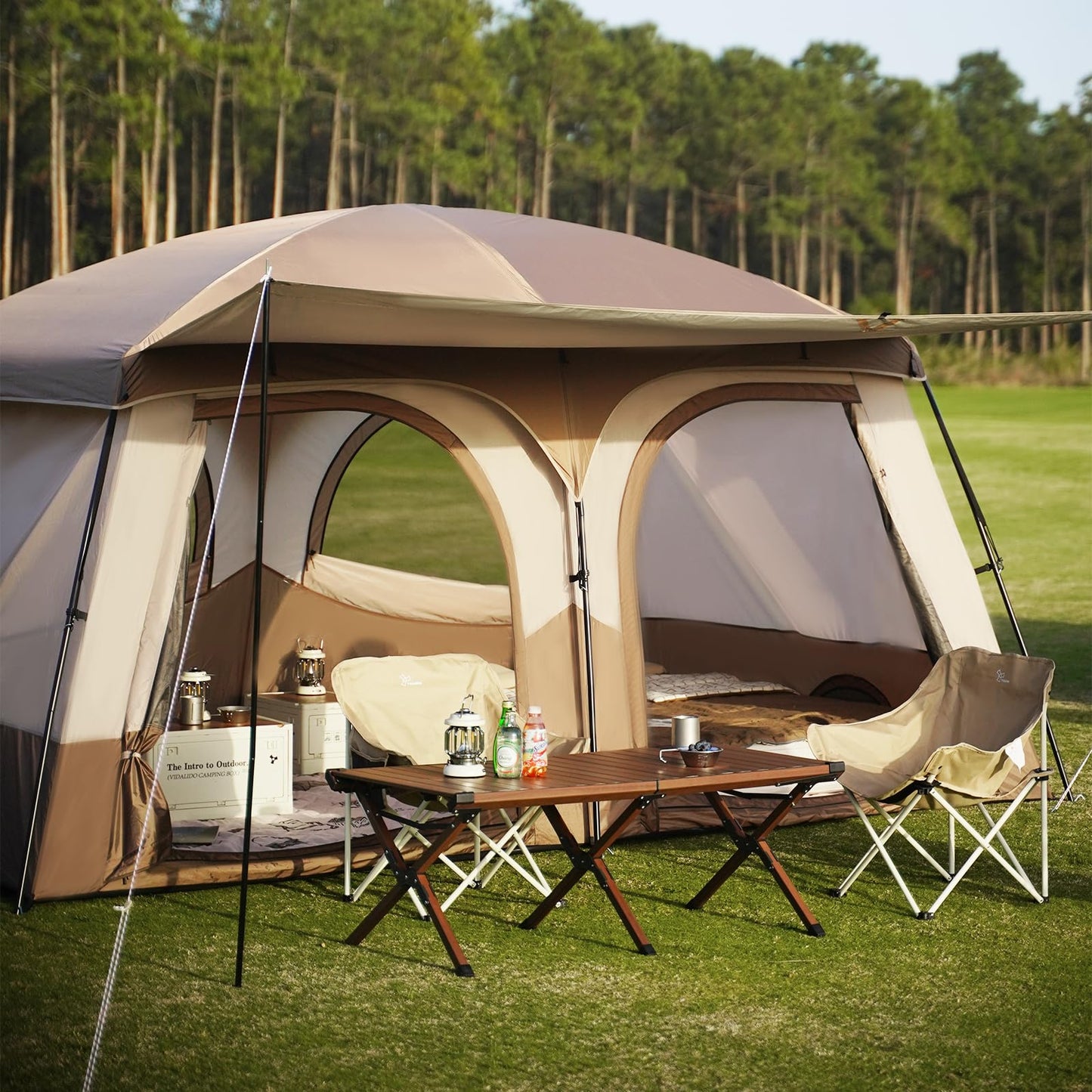 Vidalido Tents，6-8 Person Camping Tent with Extended Vestibule，2 Room Weather Resistant Family Tents，Easy Install Waterproof Outdoor Tent for Backpacking and Camping Hiking