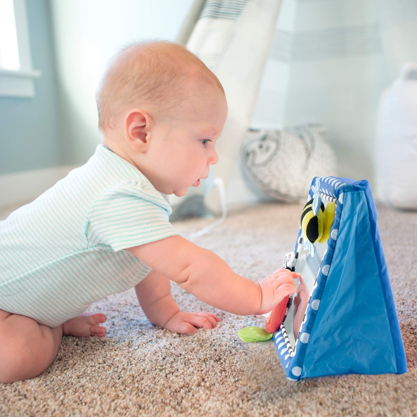 Sassy Tummy Time Floor Mirror, Developmental Baby Toy, Newborn Essential, Great Shower Gift, 0+ months