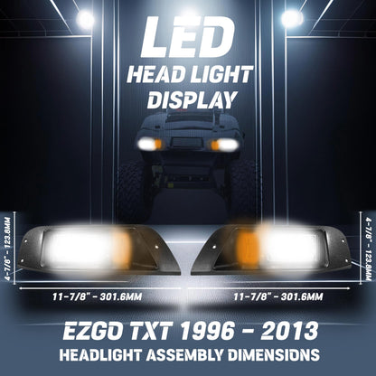 EZGO TXT Golf Cart Upgraded Full LED Light Kit – Street Legal, Fits 1996-2013 – Includes Headlights, Taillights, Turn Signals, Wiring, High/Low Beam, and More – 12–48V No Voltage Reducer Needed