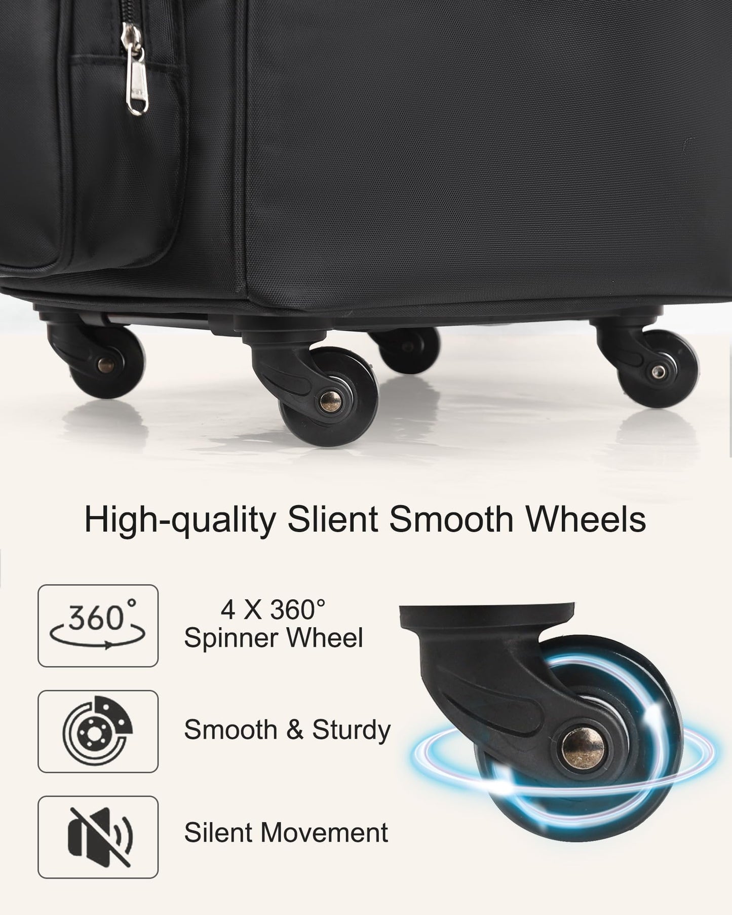 Relavel Rolling Makeup Train Case, Professional Hairstylist Traveling Bag with 4 Wheels & 2 Pouches, Adjustable Dividers, Heat Insulation Full Layer, Portable Cosmetics Storage Organizer Suitcase