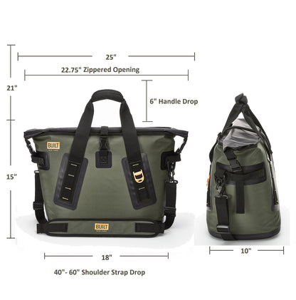 BUILT Large Welded Soft Portable Cooler with Wide Mouth Opening - Insulated and Leak-Proof Olive 5213958