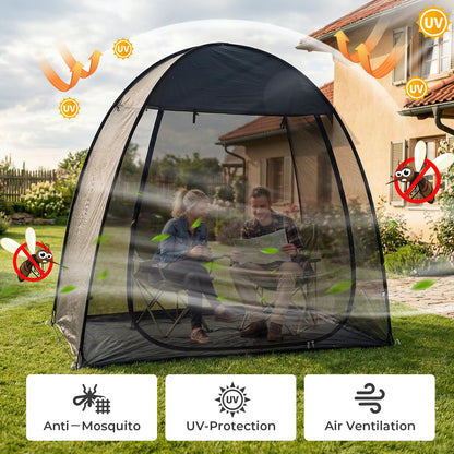 Alvantor® Pop Up Screen House Tent 6x6 FT, Snap-fit Black Mesh Screen Gazebo with Peaked Roof, Portable Screen Room Canopy Shelter with Sunshade & Sandbags for Camping, Backyard, Picnic