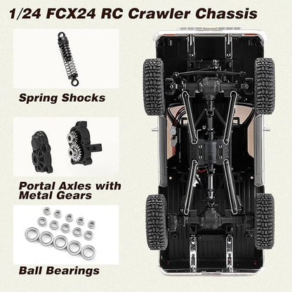 BEEZRC FMS 1/24 RC Crawler Officially Licensed Chevy K5 Blazer RC FCX24 RTR RC Pickup Truck SUV 4WD 2.4GHz 3CH Hobby RC Model 8km/h Mini Car Off-Road Remote Control Car (Orange)