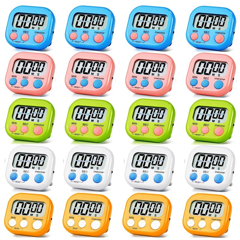 20 Pack Small Digital Timers, Timer for Kids, Magnetic Back and ON/Off Switch, Minute Second Count Up Countdown Kitchen Timers, Suitable for Cooking, Egg, Classroom, Teacher, Exercise, Study, Oven