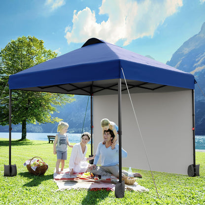 GarveeHome 10X10 Ft Pop-Up Canopy Tent with Sidewalls & Vented Roof Easy Setup Instant Shade Shelter for Picnic, Camping, Outdoor Events - Includes Storage Bag, Sandbags, Stakes & Ropes