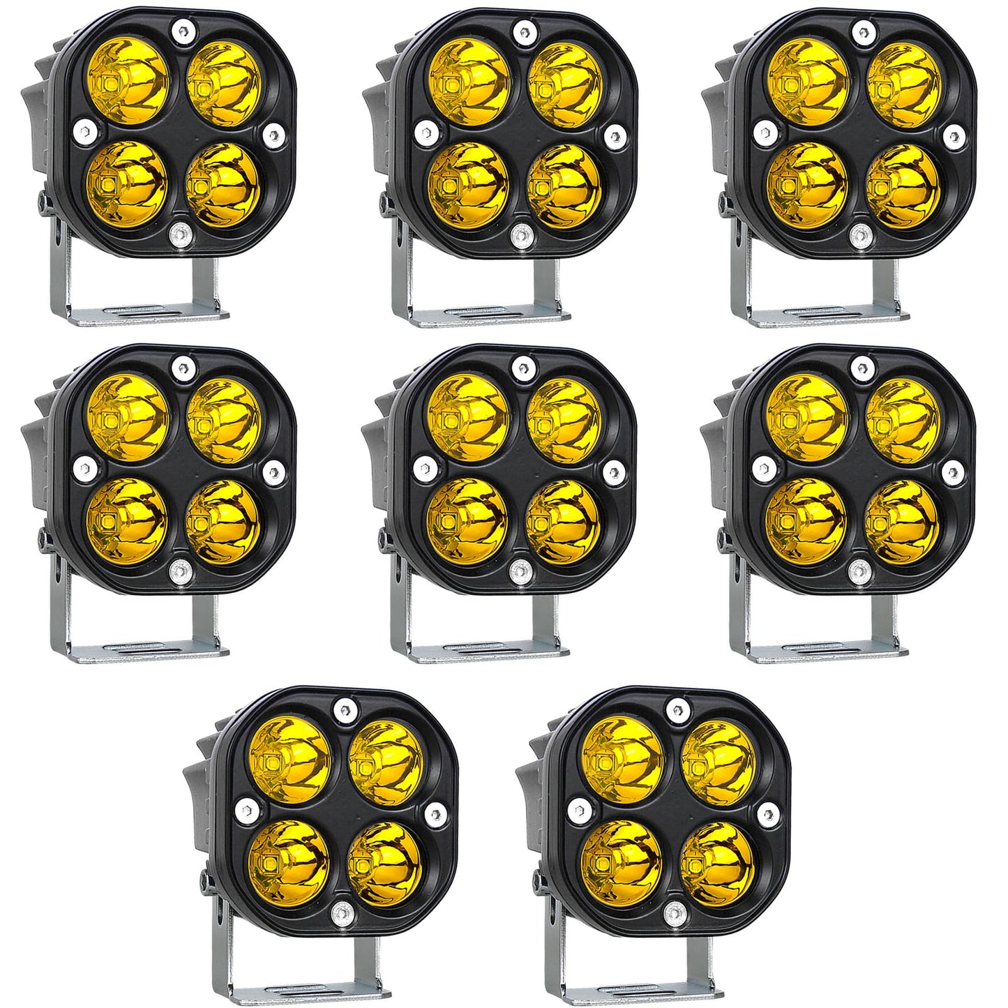 SKYWORLD 3" 40W 8-Pack Yellow LED Pod Lights - IP67 Waterproof Off-Road Work/Fog Lights for Trucks,Wrangler, SUVs, ATV, UTV, Motorcycle-4000K Work Lamp