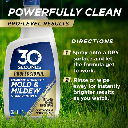 30 SECONDS Pro Mold and Mildew Stain Remover - Instant Scrub-Free Results | 32 Fl. Oz.