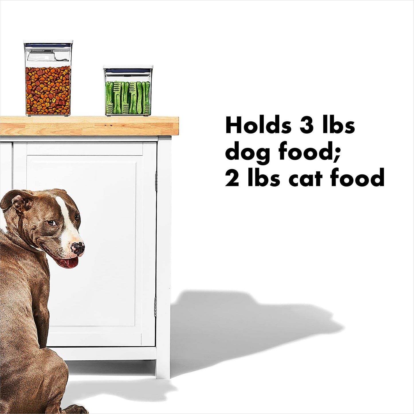 OXO Good Grips Pet POP Container – 2.8 Qt/2.6 L |Ideal for up to 3lbs of Dog Food or 2lbs of Cat Food | Airtight Storage Container | BPA Free (Pack of 8)