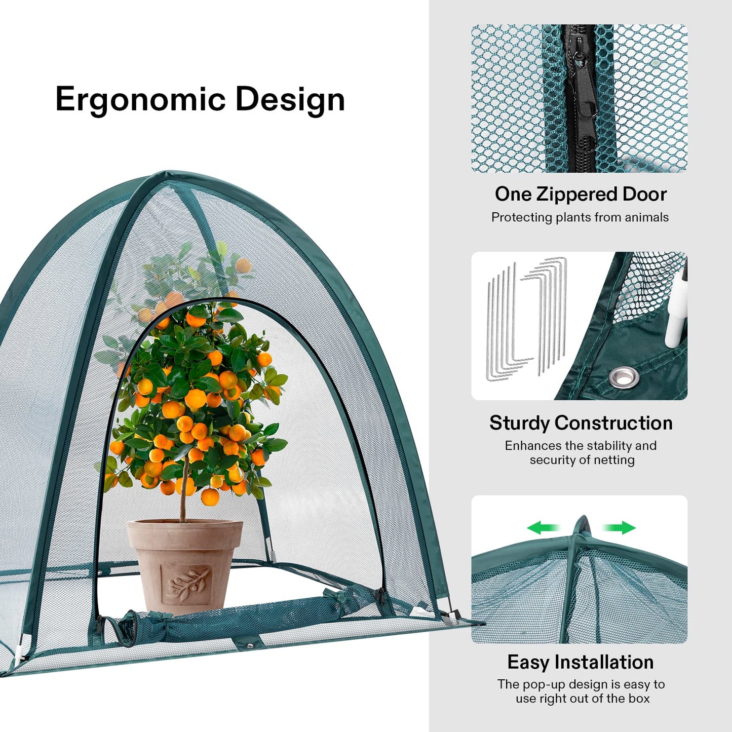 VIVOSUN Garden Netting Cover, 36 x 36 x 39 Inch Pop-up Guard Cover with Zip Entry for Plants, Vegetables, Fruits, Outdoor Run and Enclosure for Small Animals, 4-Pack, Green