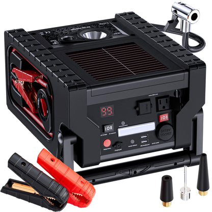 ZunDian 2000A Car Jump Starter & Battery Booster with Air Compressor – 12V Portable Car Starter for Trucks, SUVs, RVs & Cars – 400W AC Inverter, USB/DC Ports, LED Flashlight,Solar Charging