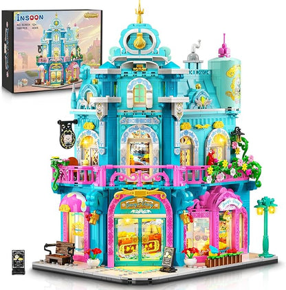 Castle Dairy Bakery Store Building Set with Light Easter 1689 PCS City House Building Block Toy with Milk Cake Bread Home Decor Construction Model Kit for Adults Kids Boys Girls Ages 12+