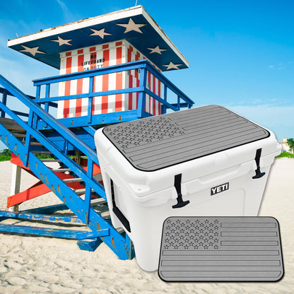 USATuff SeaDek EVA Mat Cooler Pad fits YETI 65 Tundra | Peel & Stick Application | Non Slip Comfort Accessories - US Flag (StormGray-Black)