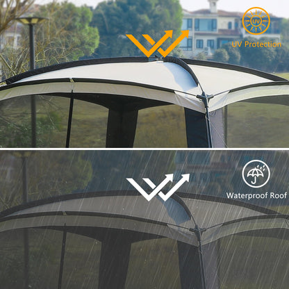 GREGIN Screen House Room 11x11 Ft Mesh Net Tent Canopy Shelter Gazebo, Easy Setup & Waterproof & Sunshade, Suitable for Camping Trip, Backyard, Beach, Picnic - Sand
